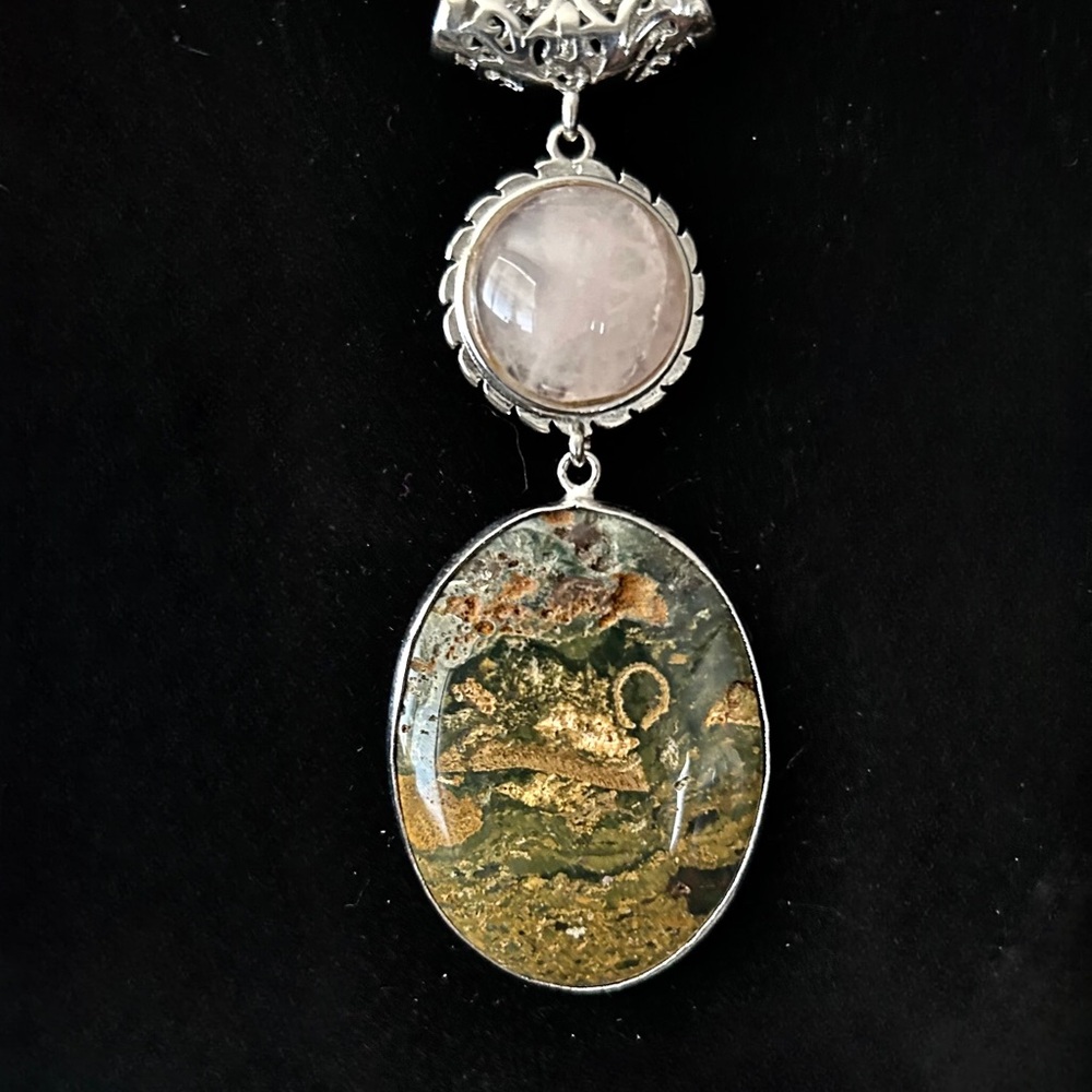 Artisan Silver and Green Stone Necklace